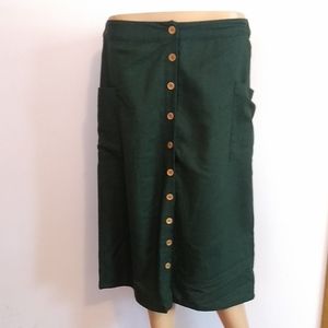Ellison Women's Green Button Down A Line Skirt S